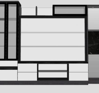 现代电视柜背景墙SU模型下载_sketchup草图大师SKP模型