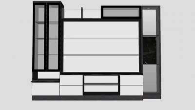 现代电视柜背景墙SU模型下载_sketchup草图大师SKP模型