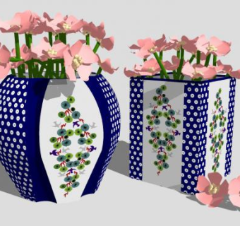 青花瓷瓶SU模型下载_sketchup草图大师SKP模型