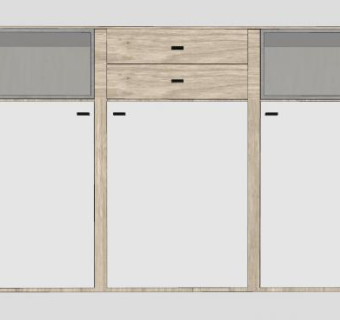 木制边桌柜SU模型下载_sketchup草图大师SKP模型
