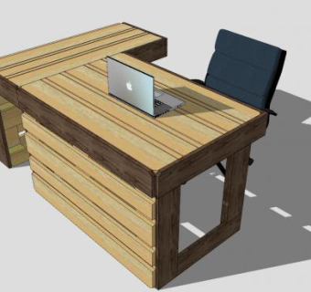 木制书桌办公桌SU模型下载_sketchup草图大师SKP模型
