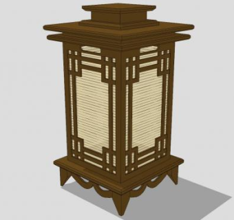 中式落地灯灯具SU模型下载_sketchup草图大师SKP模型