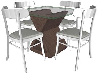 <em>方形</em>玻璃桌椅SU模型下载_sketchup草图大师SKP模型