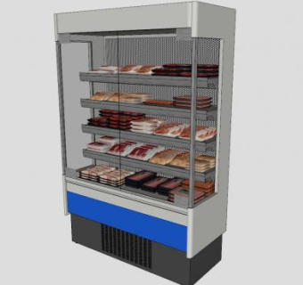 肉展示柜冷藏柜SU模型下载_sketchup草图大师SKP模型