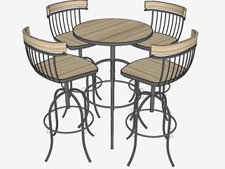 高脚桌椅<em>咖啡</em>桌休闲桌下载_sketchup草图大师SKP模型