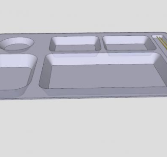 食堂餐盘竹筷子SU模型下载_sketchup草图大师SKP模型