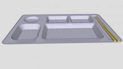 食堂餐盘竹筷子SU模型下载_sketchup草图大师SKP模型