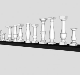 花瓶柱系列SU模型下载_sketchup草图大师SKP模型