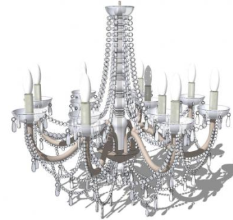 欧式水晶蜡烛吊灯SU模型下载_sketchup草图大师SKP模型