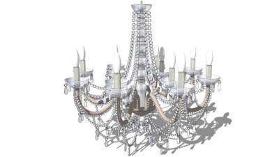 欧式水晶蜡烛吊灯SU模型下载_sketchup草图大师SKP模型