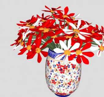 花瓶鲜花SU模型下载_sketchup草图大师SKP模型