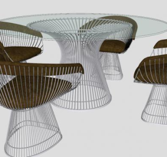 铁质藤桌椅SU模型下载_sketchup草图大师SKP模型