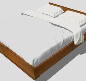 木制双人床床铺家具SU模型下载_sketchup草图大师SKP模型