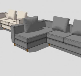 短L型沙发家具SU模型下载_sketchup草图大师SKP模型