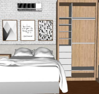 房间卧室设计SU模型下载_sketchup草图大师SKP模型