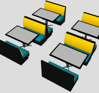 餐厅饮食店卡座SU模型下载_sketchup草图大师SKP模型