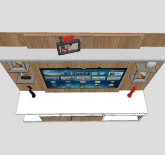 电视柜背景墙和工艺品摆件SU模型下载_sketchup草图大师SKP模型