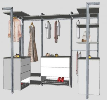 衣柜衣服鞋子包包SU模型下载_sketchup草图大师SKP模型