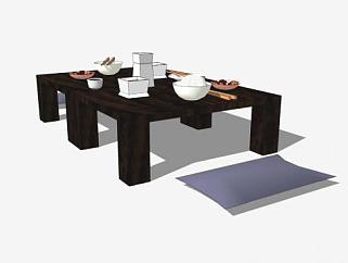 日式餐桌矮桌SU模型下载_sketchup草图大师SKP模型