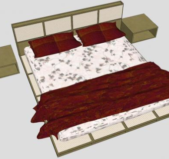 板床双人床矮床SU模型下载_sketchup草图大师SKP模型