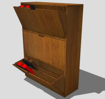实木进门鞋柜SU模型下载_sketchup草图大师SKP模型