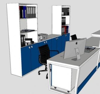前台办公桌书柜家具SU模型下载_sketchup草图大师SKP模型
