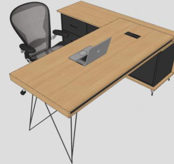 木质书桌办公桌SU模型下载_sketchup草图大师SKP模型