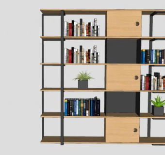 LOFT风格书架SU模型下载_sketchup草图大师SKP模型
