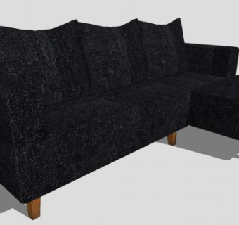 木制沙发脚的L型布艺沙发SU模型下载_sketchup草图大师SKP模型