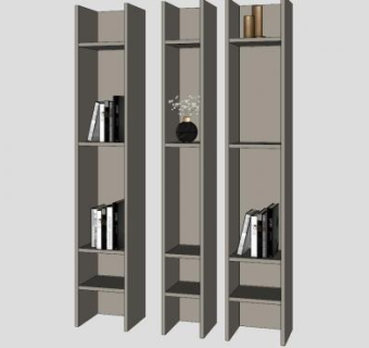 长方形竖直的书架书柜SU模型下载_sketchup草图大师SKP模型