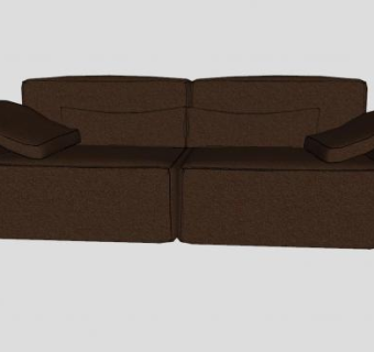 棕色布艺沙发SU模型下载_sketchup草图大师SKP模型