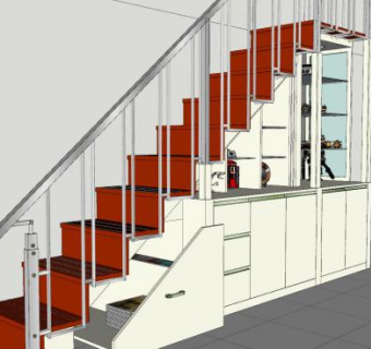 室内楼梯柜梯柜SU模型下载_sketchup草图大师SKP模型