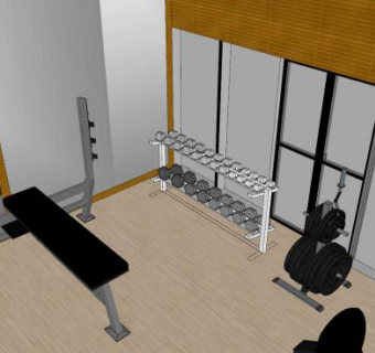 健身房室内器材SU模型下载_sketchup草图大师SKP模型