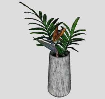 现代白色盆栽花瓶SU模型下载_sketchup草图大师SKP模型