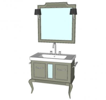 欧式浴室柜洗漱池洗手台SU模型下载_sketchup草图大师SKP模型