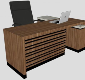 木制办公桌SU模型下载_sketchup草图大师SKP模型