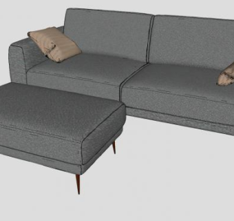 现代灰色沙发SU模型下载_sketchup草图大师SKP模型