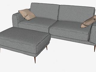 现代灰色沙发SU模型下载_sketchup草图大师SKP模型