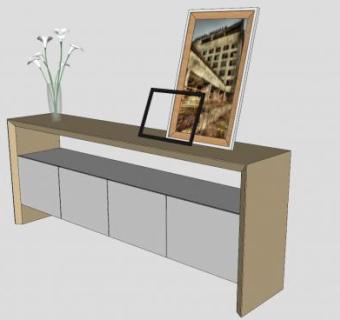 矮柜边桌柜SU模型下载_sketchup草图大师SKP模型