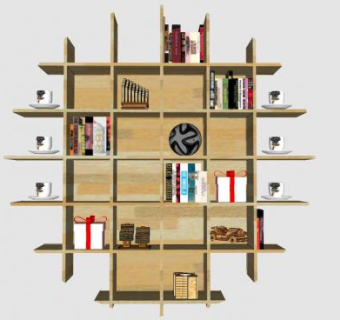 创意书架室内设计SU模型下载_sketchup草图大师SKP模型