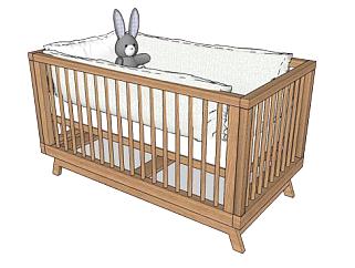 <em>木制围栏</em>婴儿床SU模型下载_sketchup草图大师SKP模型
