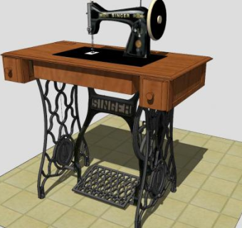 老式缝衣机SU模型下载_sketchup草图大师SKP模型
