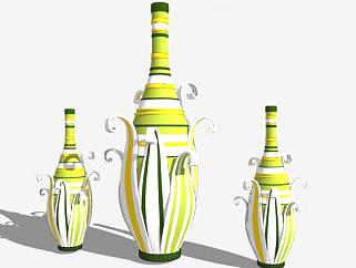 特色玉米形状瓶子花瓶SU模型下载_sketchup草图大师SKP模型