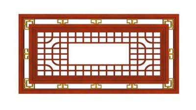 中式窗花长方形SU模型下载_sketchup草图大师SKP模型