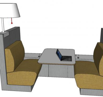 现代卡座沙发家具SU模型下载_sketchup草图大师SKP模型