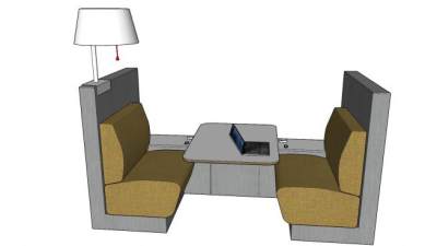 现代卡座沙发家具SU模型下载_sketchup草图大师SKP模型