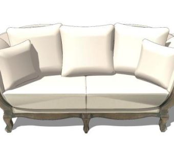 欧式白色沙发SU模型下载_sketchup草图大师SKP模型