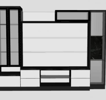 电视柜背景墙组合SU模型下载_sketchup草图大师SKP模型