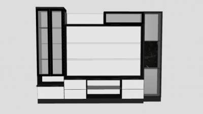 电视柜背景墙组合SU模型下载_sketchup草图大师SKP模型