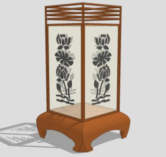 木质落地灯SU模型下载_sketchup草图大师SKP模型